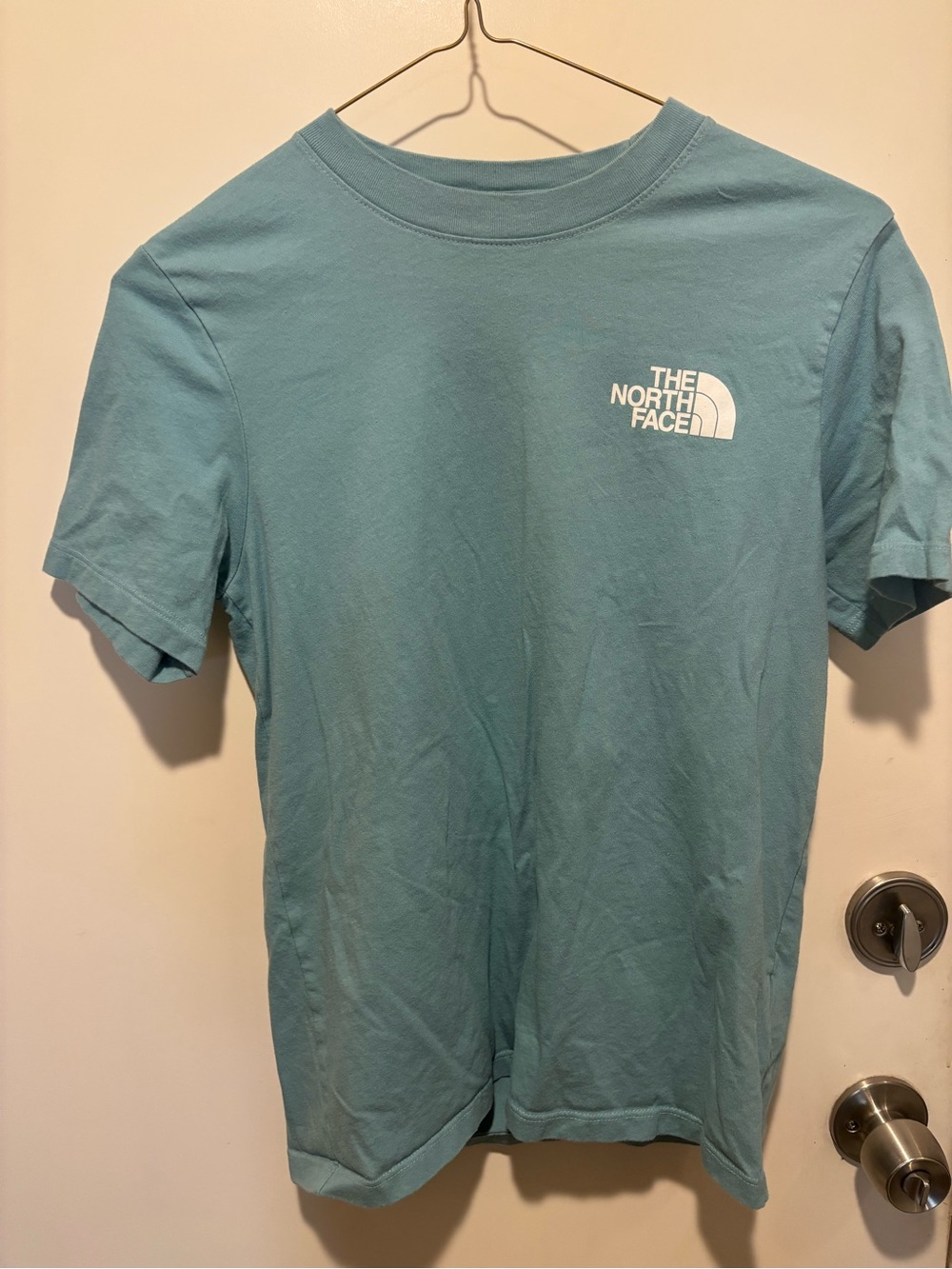 The North Face Short Sleeve Tee in Light Teal with White Logo